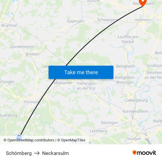 Schömberg to Neckarsulm map