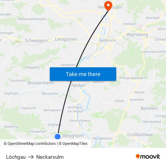 Löchgau to Neckarsulm map