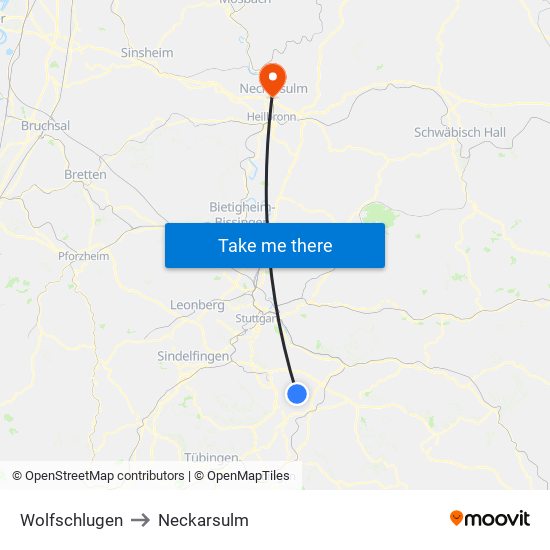 Wolfschlugen to Neckarsulm map