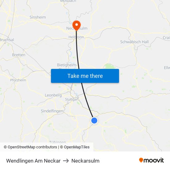 Wendlingen Am Neckar to Neckarsulm map