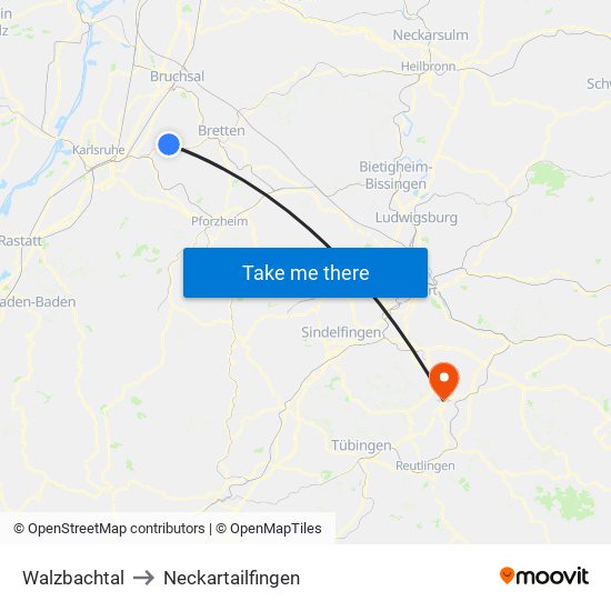 Walzbachtal to Neckartailfingen map