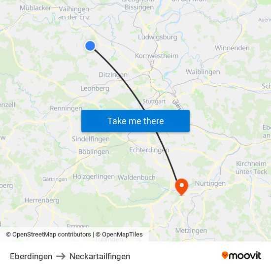 Eberdingen to Neckartailfingen map