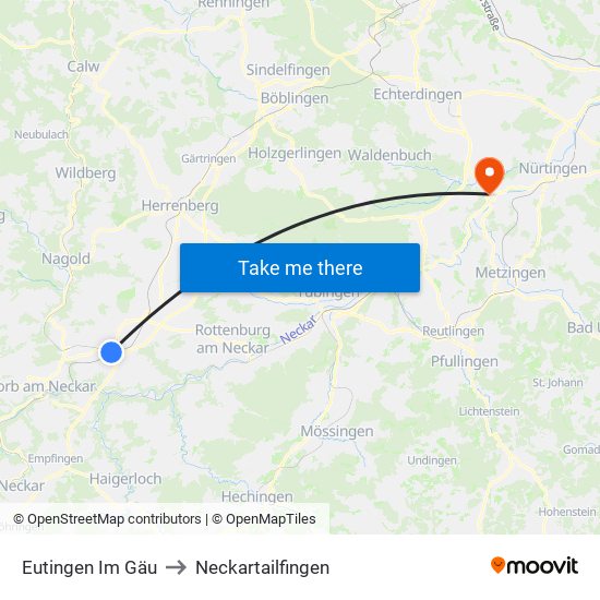 Eutingen Im Gäu to Neckartailfingen map
