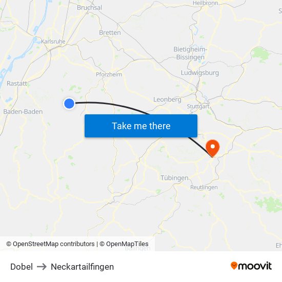 Dobel to Neckartailfingen map