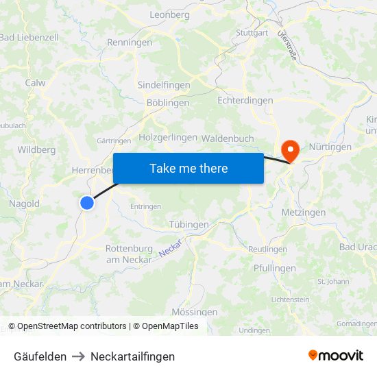 Gäufelden to Neckartailfingen map