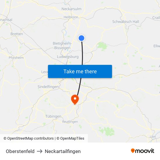 Oberstenfeld to Neckartailfingen map