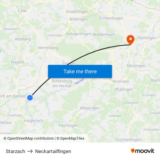 Starzach to Neckartailfingen map