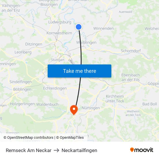 Remseck Am Neckar to Neckartailfingen map