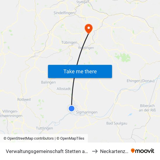 Verwaltungsgemeinschaft Stetten am Kalten Markt to Neckartenzlingen map