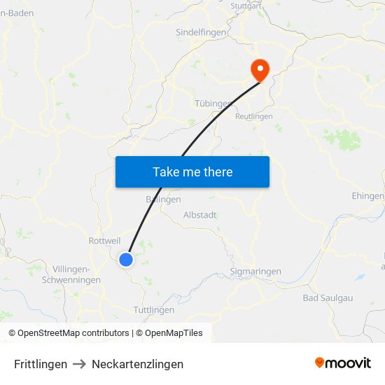 Frittlingen to Neckartenzlingen map