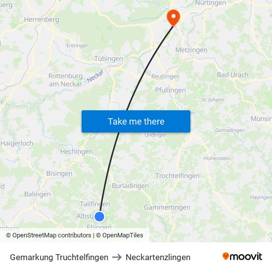 Gemarkung Truchtelfingen to Neckartenzlingen map