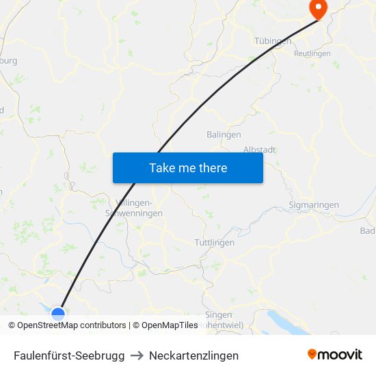 Faulenfürst-Seebrugg to Neckartenzlingen map