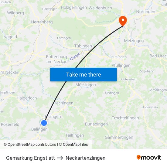 Gemarkung Engstlatt to Neckartenzlingen map