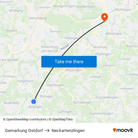 Gemarkung Ostdorf to Neckartenzlingen map