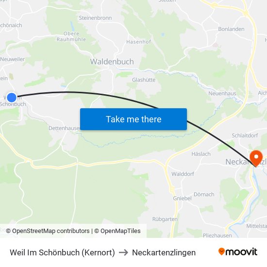 Weil Im Schönbuch (Kernort) to Neckartenzlingen map