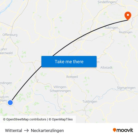 Wittental to Neckartenzlingen map