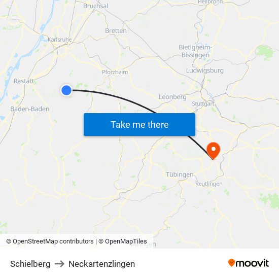 Schielberg to Neckartenzlingen map