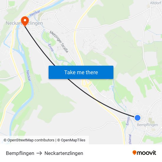 Bempflingen to Neckartenzlingen map