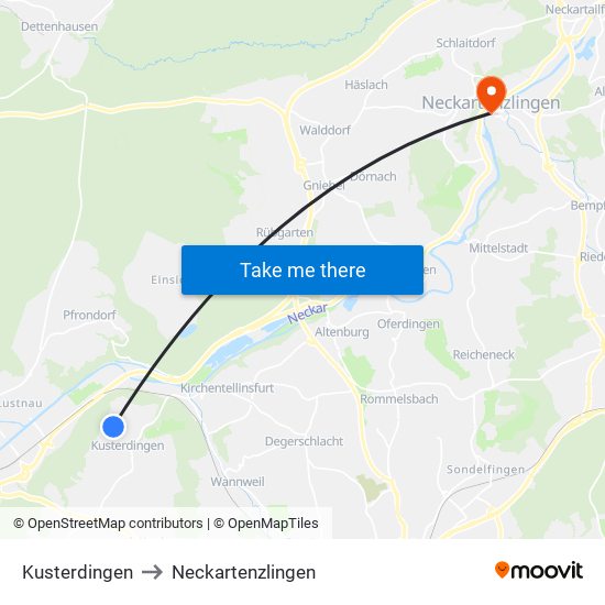 Kusterdingen to Neckartenzlingen map