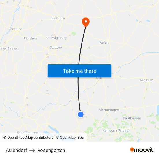 Aulendorf to Rosengarten map