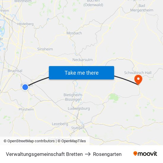 Verwaltungsgemeinschaft Bretten to Rosengarten map