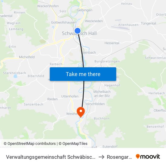 Verwaltungsgemeinschaft Schwäbisch Hall to Rosengarten map