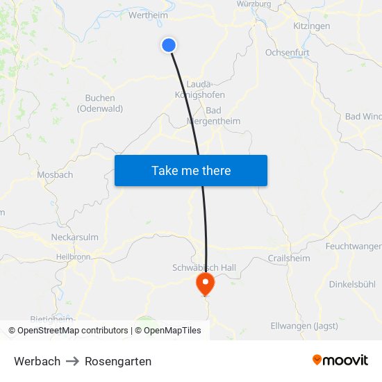 Werbach to Rosengarten map