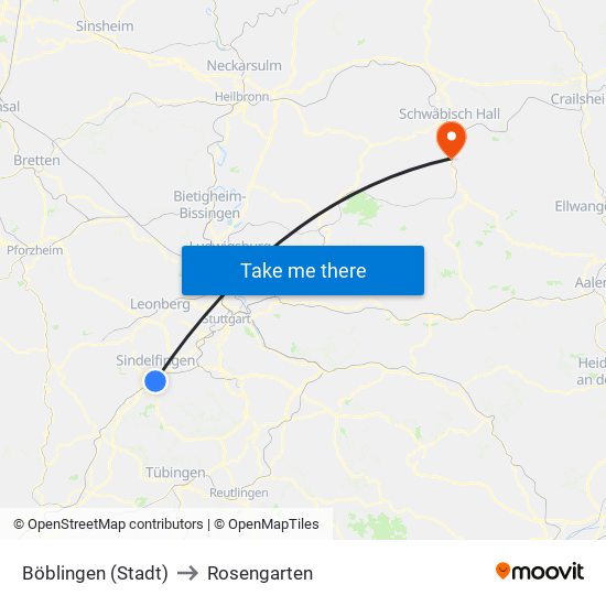 Böblingen (Stadt) to Rosengarten map