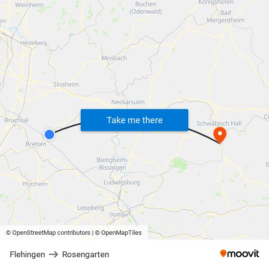 Flehingen to Rosengarten map