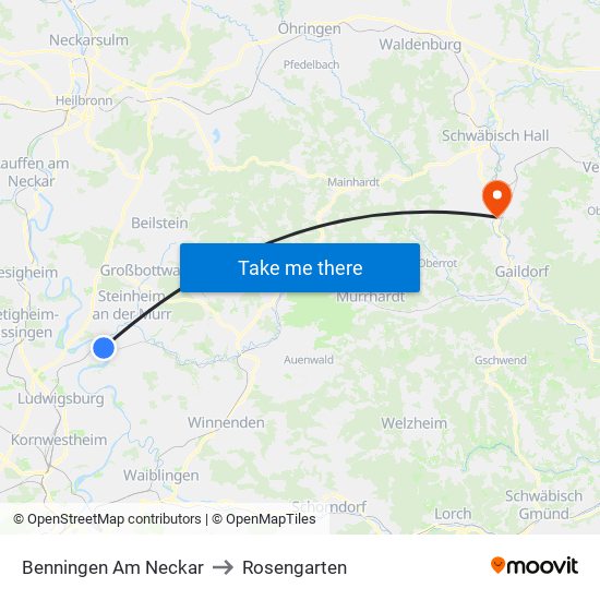 Benningen Am Neckar to Rosengarten map