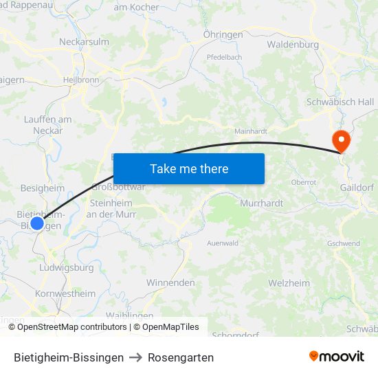 Bietigheim-Bissingen to Rosengarten map