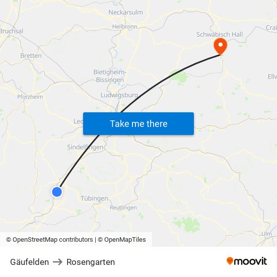 Gäufelden to Rosengarten map