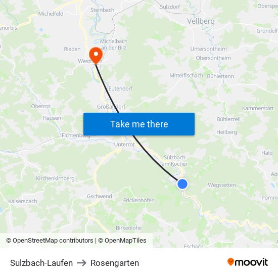 Sulzbach-Laufen to Rosengarten map