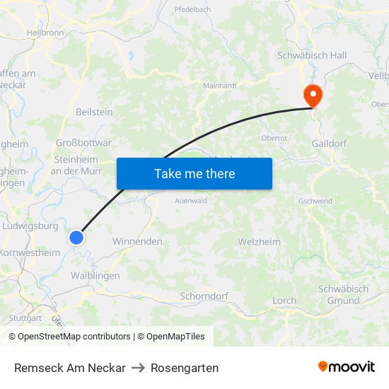 Remseck Am Neckar to Rosengarten map