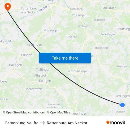 Gemarkung Neufra to Rottenburg Am Neckar map