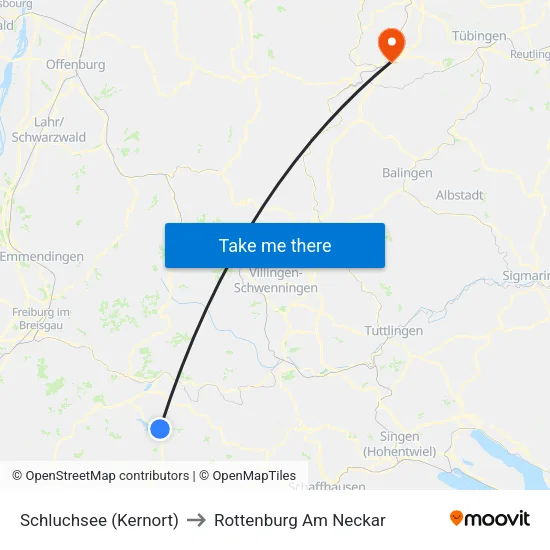 Schluchsee (Kernort) to Rottenburg Am Neckar map