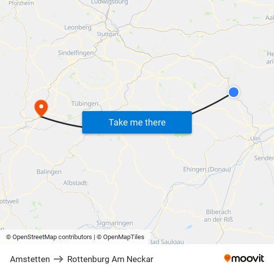 Amstetten to Rottenburg Am Neckar map