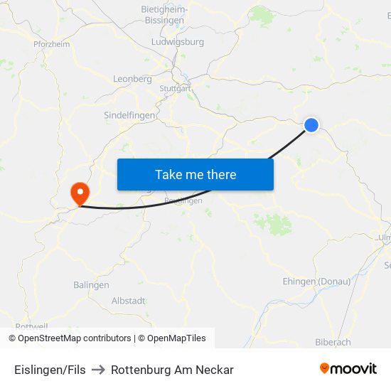 Eislingen/Fils to Rottenburg Am Neckar map