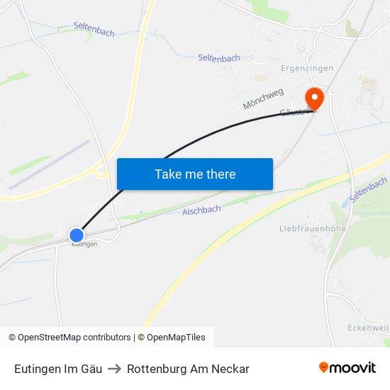 Eutingen Im Gäu to Rottenburg Am Neckar map