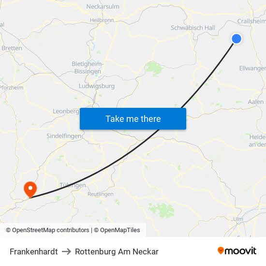 Frankenhardt to Rottenburg Am Neckar map