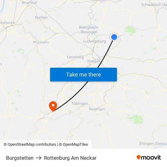 Burgstetten to Rottenburg Am Neckar map