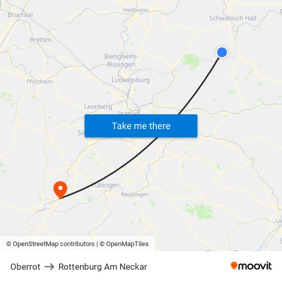 Oberrot to Rottenburg Am Neckar map