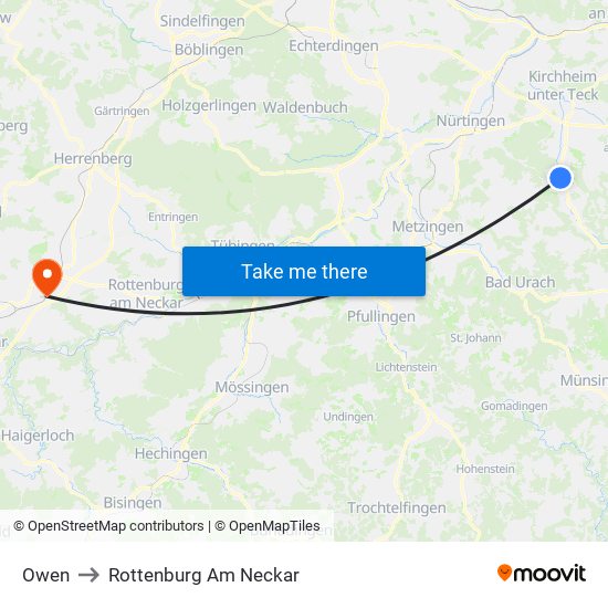 Owen to Rottenburg Am Neckar map