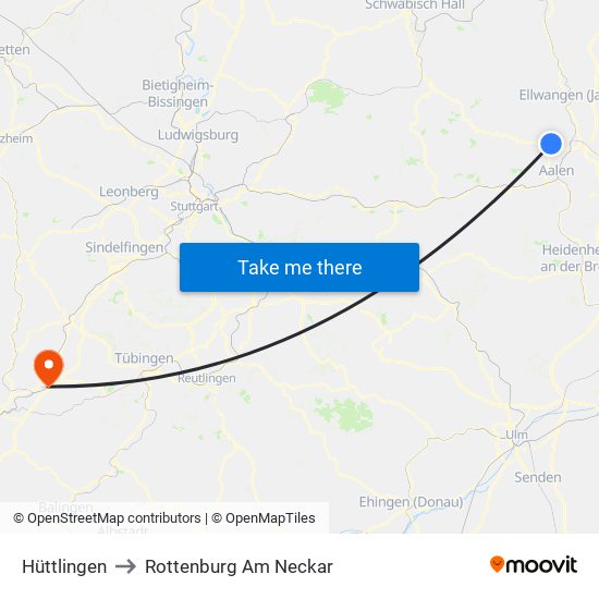 Hüttlingen to Rottenburg Am Neckar map