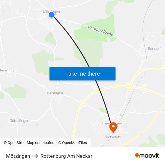 Mötzingen to Rottenburg Am Neckar map