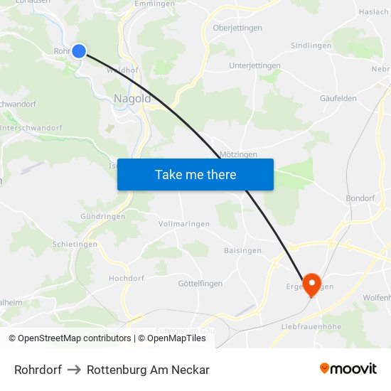 Rohrdorf to Rottenburg Am Neckar map