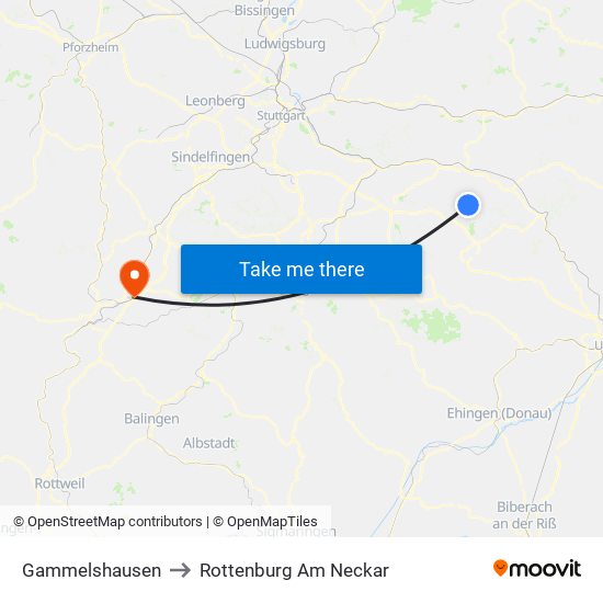 Gammelshausen to Rottenburg Am Neckar map