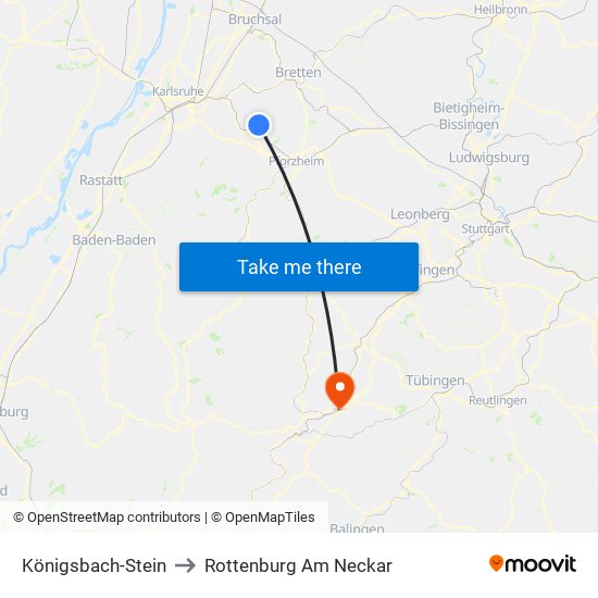 Königsbach-Stein to Rottenburg Am Neckar map
