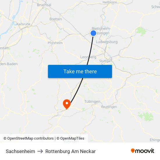 Sachsenheim to Rottenburg Am Neckar map