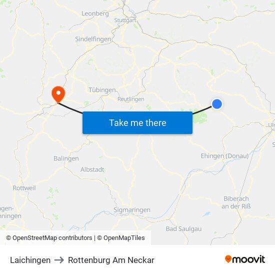 Laichingen to Rottenburg Am Neckar map